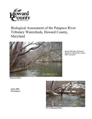 Biological Assessment of the Patapsco River Tributary Watersheds, Howard County, Maryland