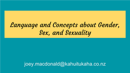 Language and Concepts About Gender, Sex, and Sexuality