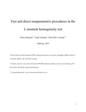 Non Parametric L-Moment Homogeneity Test
