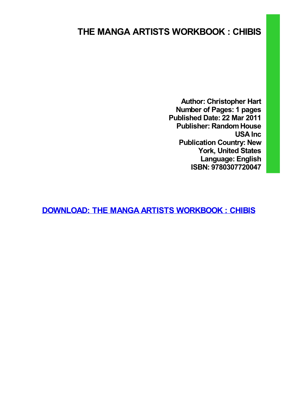 The Manga Artists Workbook : Chibis