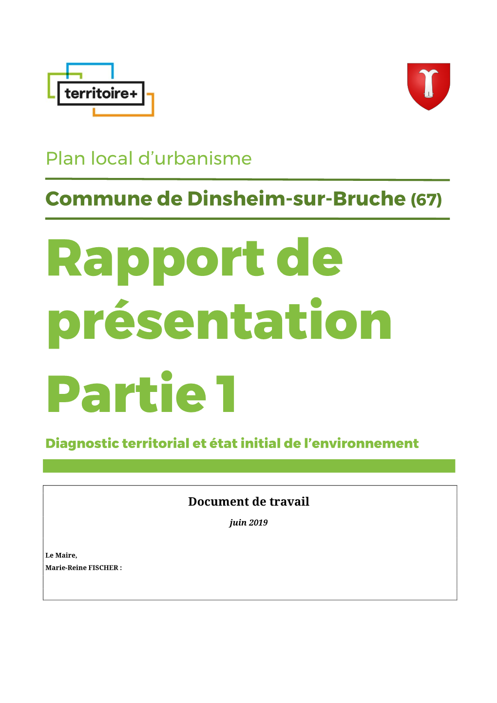 Rapport De Présentation Partie 1 Diagnostic Territorial Et État Initial De L’Environnement Sommaire