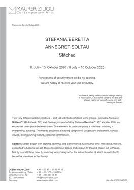 STEFANIA BERETTA ANNEGRET SOLTAU Stitched