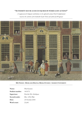 A Reappraisal of Collegiant Contributions to the Eighteenth-Century Dutch Enlightenment Based on the Activities of the Bookselle