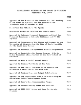 February 7-8, 2008 Board of Visitors Meeting Minutes