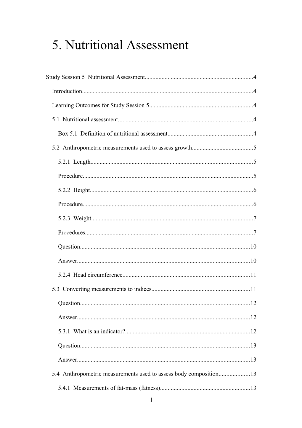 5. Nutritional Assessment