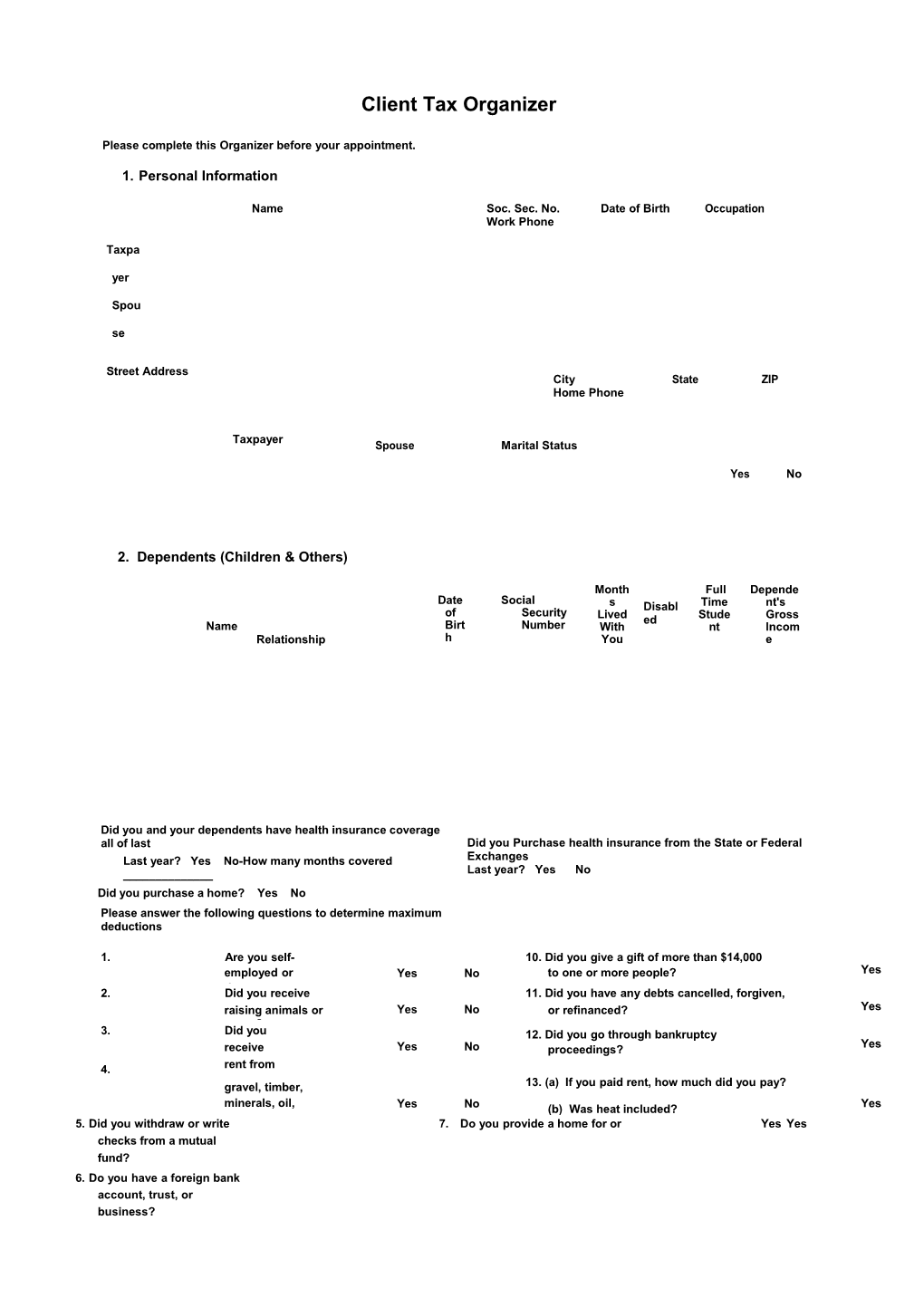 Tax Organizer 2 Updated