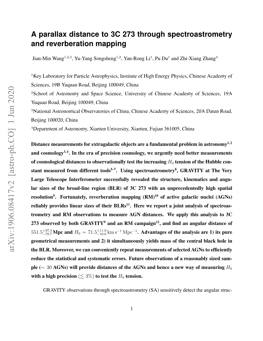 A Parallax Distance to 3C 273 Through Spectroastrometry and Reverberation Mapping