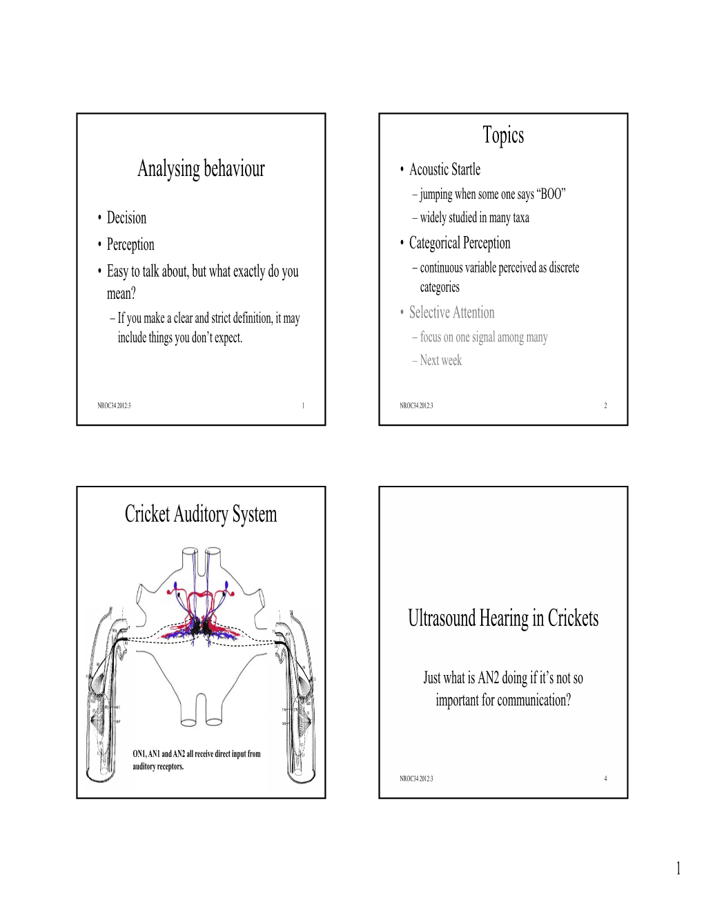 Analysing Behaviour Topics Cricket Auditory System Ultrasound