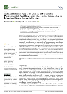 Technical Infrastructure As an Element of Sustainable Development of Rural Regions in Małopolskie Voivodeship in Poland and Trnava Region in Slovakia