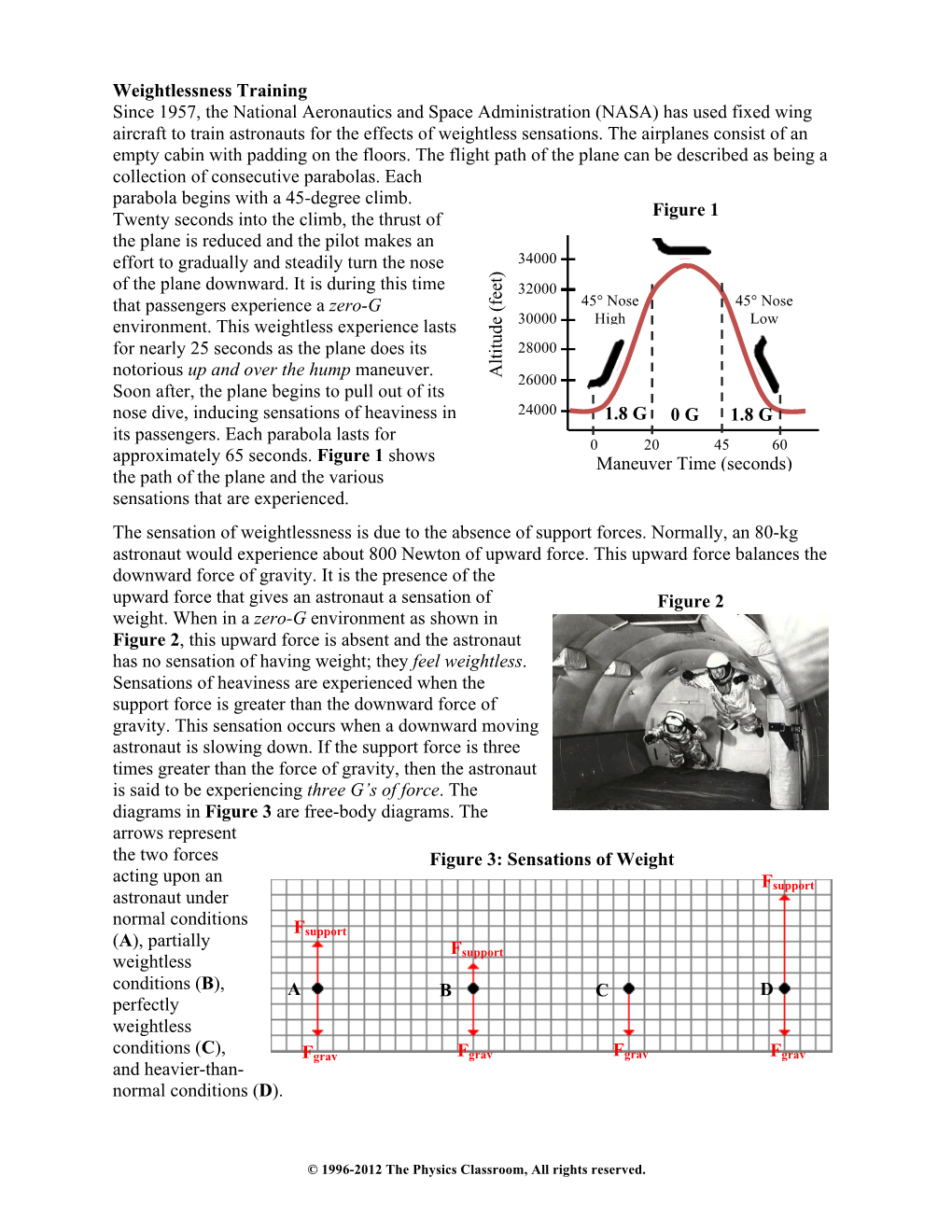 Weightlessness Training Since 1957, the National Aeronautics And