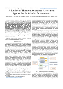 A Review of Situation Awareness Assessment Approaches in Aviation Environments