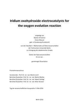 Iridium Oxohydroxide Electrocatalysts for the Oxygen Evolution Reaction