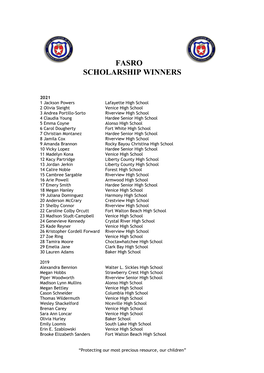 Fasro Scholarship Winners