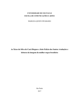 As Xicas Da Silva De Cacá Diegues E João Felício Dos Santos: Traduções E Leituras Da Imagem Da Mulher Negra Brasileira