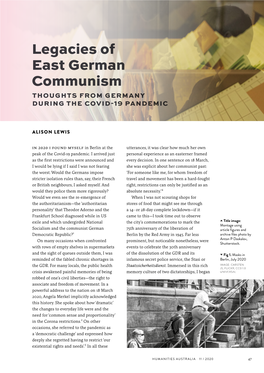 Legacies of East German Communism THOUGHTS from GERMANY DURING the COVID-19 PANDEMIC