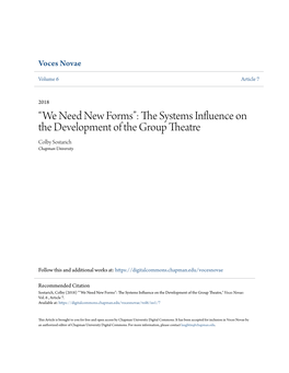 The Systems Influence on the Development of the Group Theatre