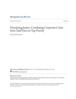 Prioritizing Justice: Combating Corporate Crime from Task Force to Top Priority Mary Kreiner Ramirez