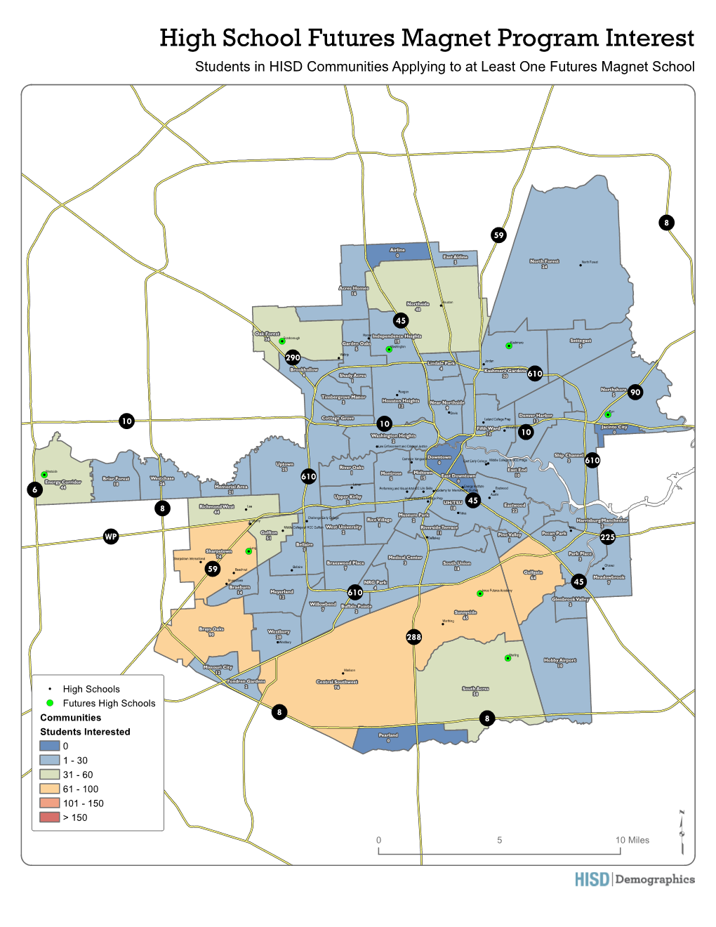 High School Futures Magnet Program Interest Students in HISD Communities Applying to at Least One Futures Magnet School