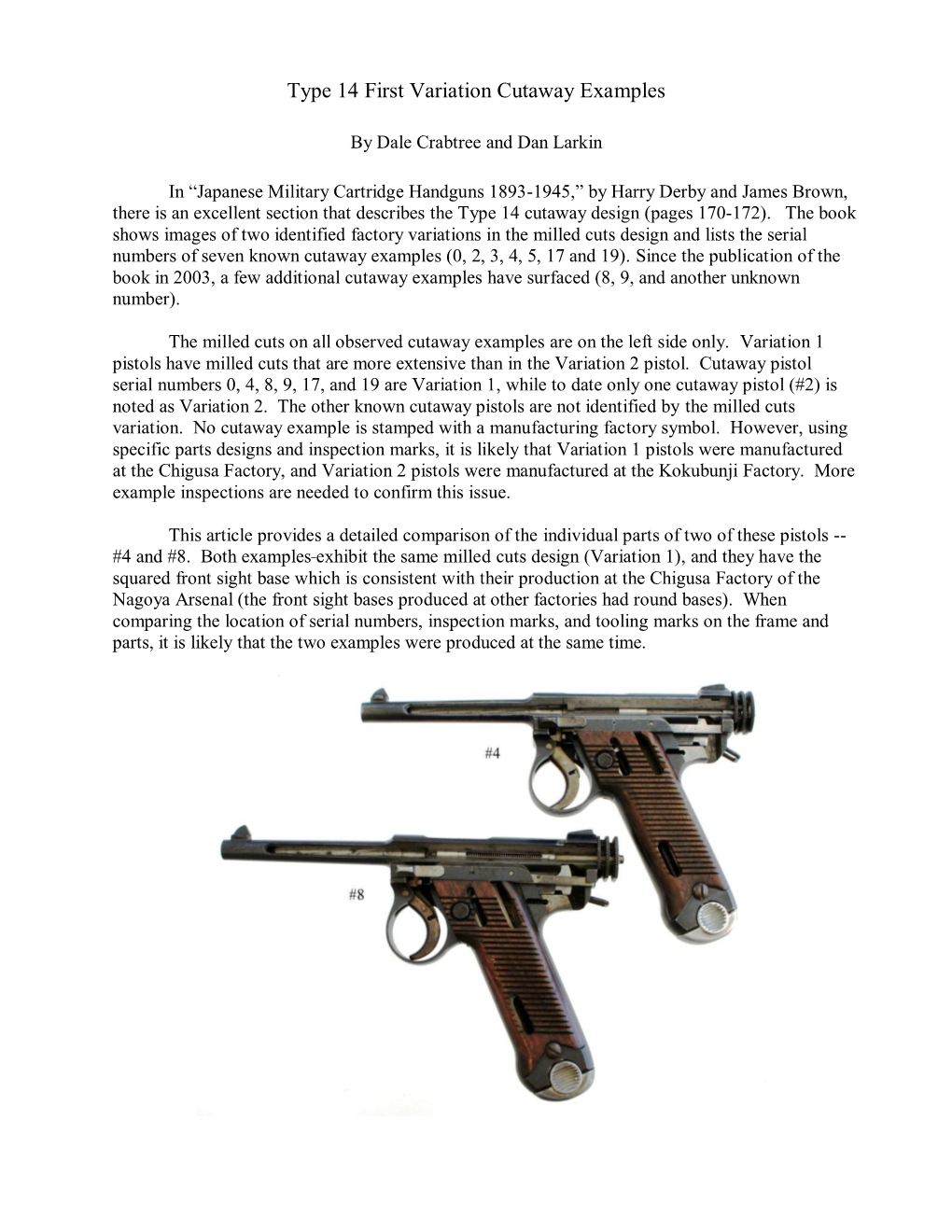 Type 14 Cutaway Pistols