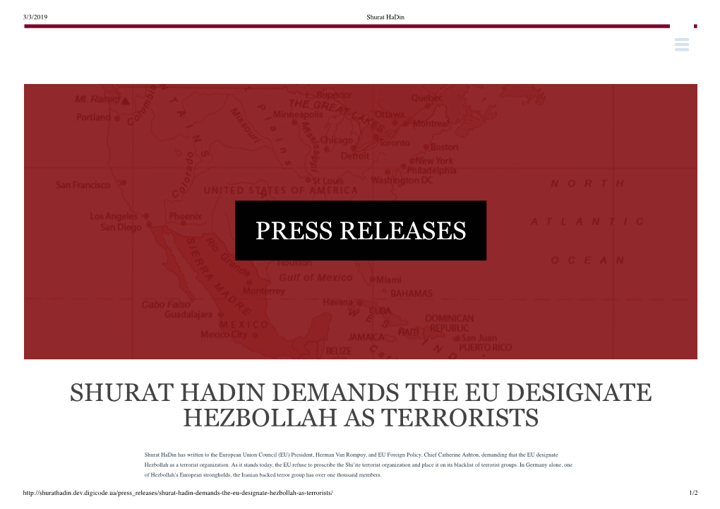 Press Releases Shurat Hadin Demands the Eu