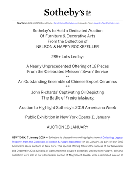 Sotheby's to Hold a Dedicated Auction of Furniture & Decorative Arts