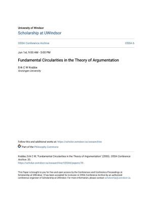 Fundamental Circularities in the Theory of Argumentation