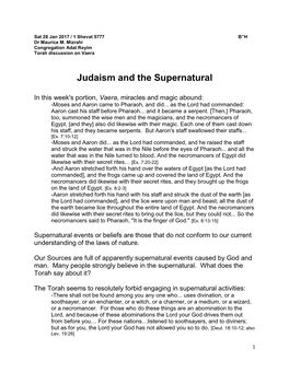 Judaism and the Supernatural
