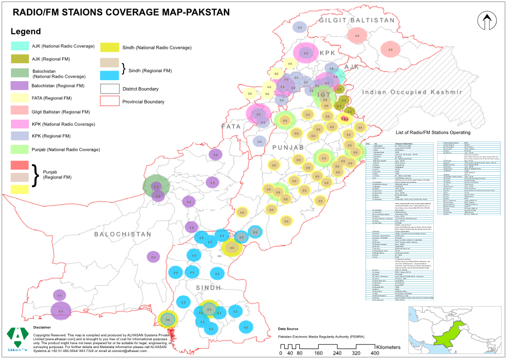 RADIO/FM STAIONS COVERAGE MAP-PAKSTAN GG II LL GG II TT BB AA LLTT II SS TTAA NN Z Legend