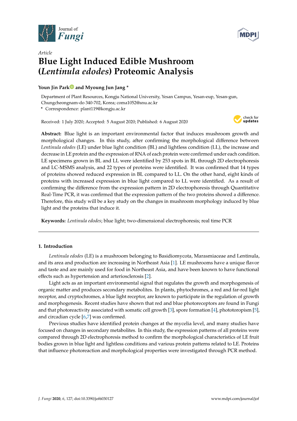 Lentinula Edodes) Proteomic Analysis