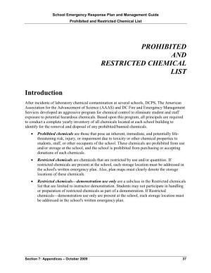 Prohibited and Restricted Chemical List