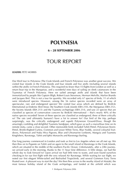 Polynesia Tour Report