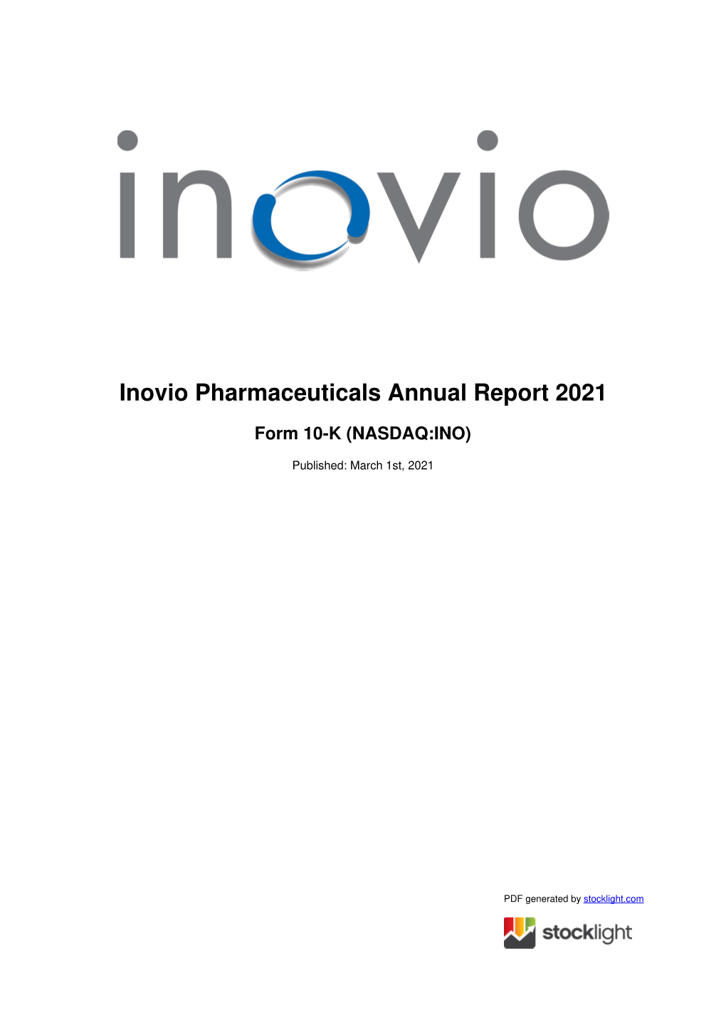 Inovio Pharmaceuticals Annual Report 2021