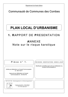 Elaboration Du Plan Local D'urbanisme De La Commune D'esprels (70)