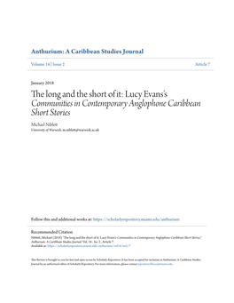 Lucy Evans's &lt;Em&gt;Communities in Contemporary Anglophone