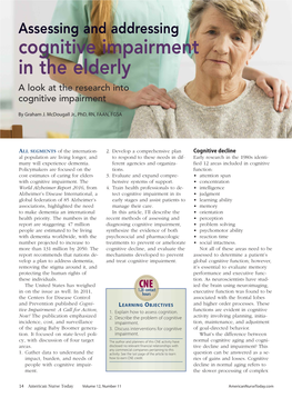 Cognitive Impairment in the Elderly a Look at the Research Into Cognitive Impairment