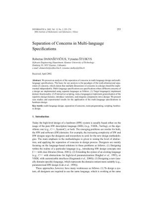 Separation of Concerns in Multi-Language Specifications