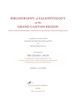 BIBLIOGRAPHY of PALEONTOLOGY GRAND CANYON REGION