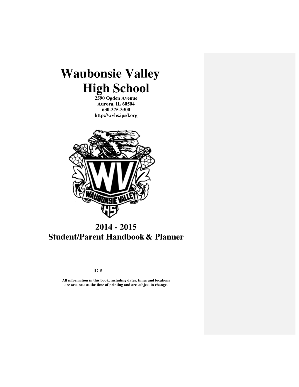 2015 Student/Parent Handbook&