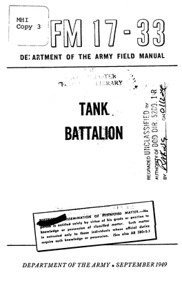 FM 17-33: Tank Battalion, Including Change 1