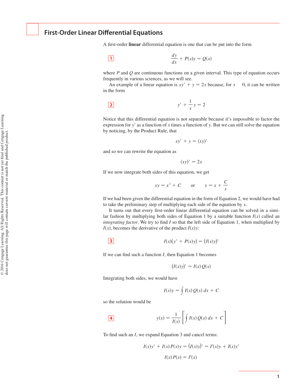 First-Order Linear Differential Equations