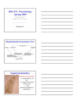 BIO 475 - Parasitology Spring 2009 Stephen M