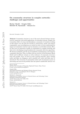 On Community Structure in Complex Networks: Challenges and Opportunities