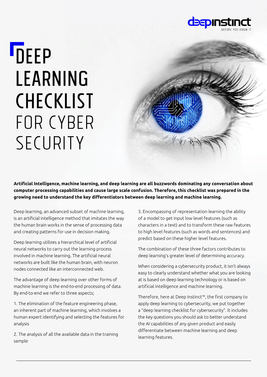 Deep Learning Checklist for Cyber Security