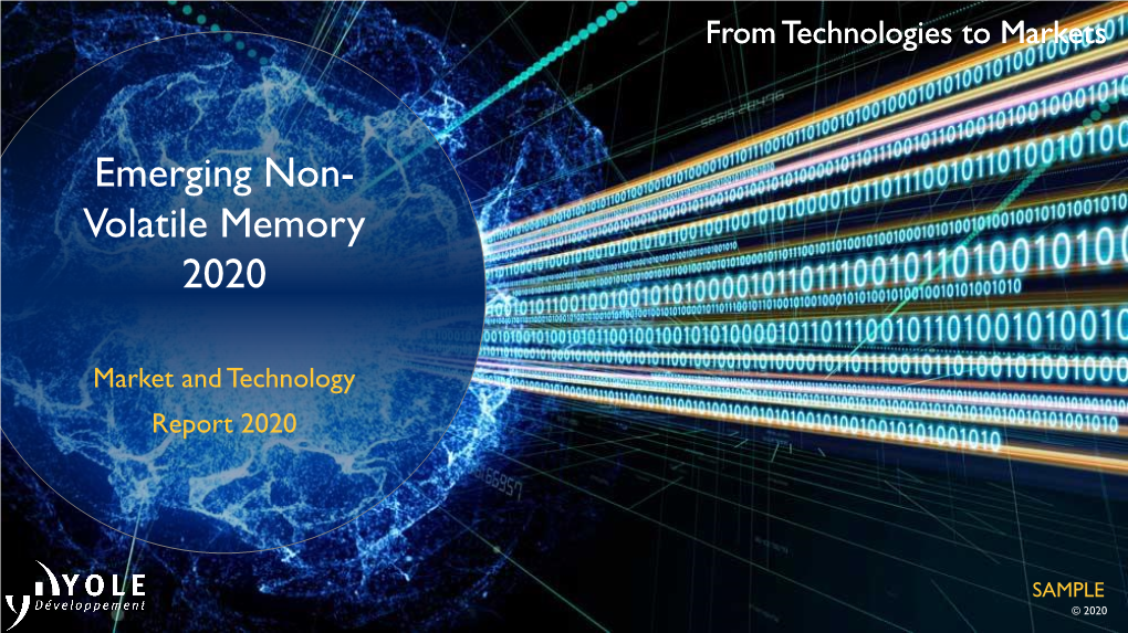 Emerging Non-Volatile Memory 2020 | Sample | | ©2020 2 ABOUT the AUTHORS Biographies & Contacts