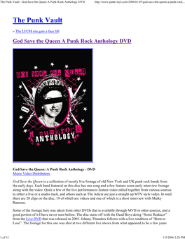 The Punk Vault : God Save the Queen a Punk Rock Anthology DVD