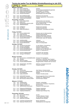 Termine Der Zweiten Tour Der Mobilen Schadstoffsammlung Im Jahr 2019