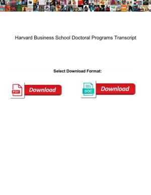 Harvard Business School Doctoral Programs Transcript