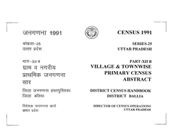 District Census Handbook, Ballia, Part XII-B, Series-25, Uttar Prades
