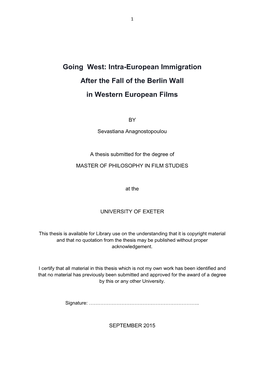 Intra-European Immigration After the Fall of the Berlin Wall in Western European Films