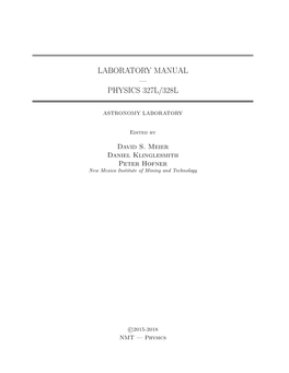 Laboratory Manual — Physics 327L/328L